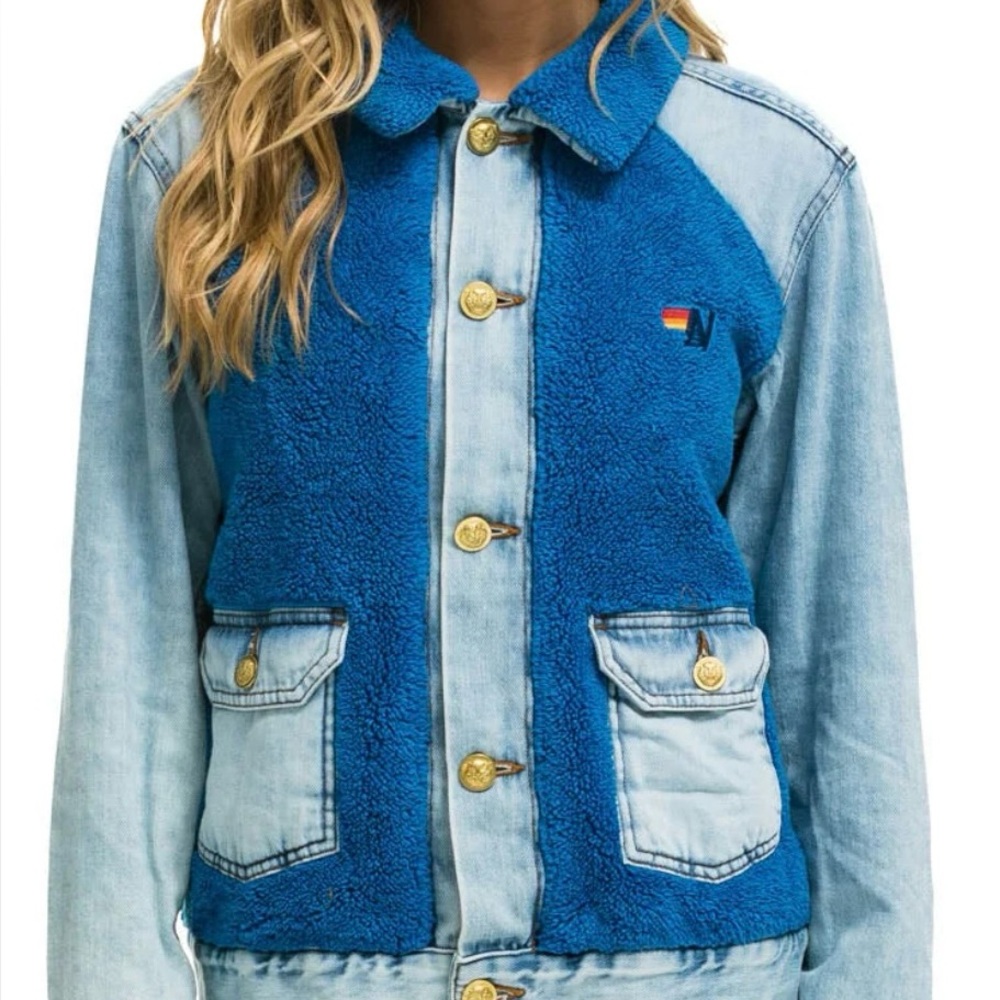 Stylish Aviator Nation Aspen Sherpa Denim Jacket XS. Only worn once